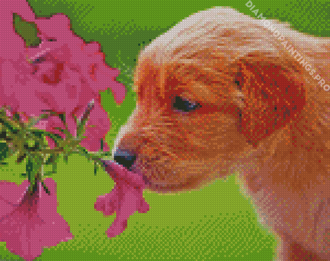 Cute Puppy And Plant Diamond Painting