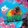 Cute Red Lovebirds Diamond Painting