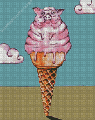 Melting Pig Ice Cream Diamond Painting