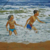 Happy Children On Beach Art Diamond Painting