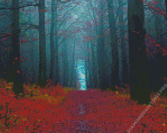 Red Forest Trail Diamond Painting