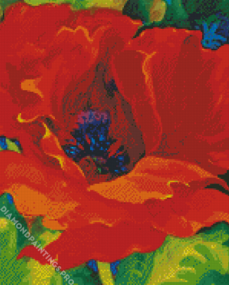 Red Flower Simon Bull Diamond Painting