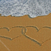 Tropical Beach With Hearts In Sand Diamond Painting