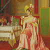 Vintage Lady Having Tea Diamond Painting