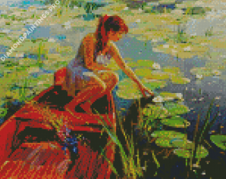 Woman On Boat Diamond Painting