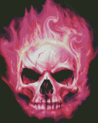Burning Pink Skull Diamond Painting