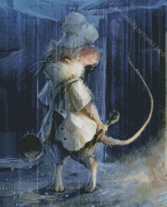 Chef Mouse Under Rain Diamond Painting