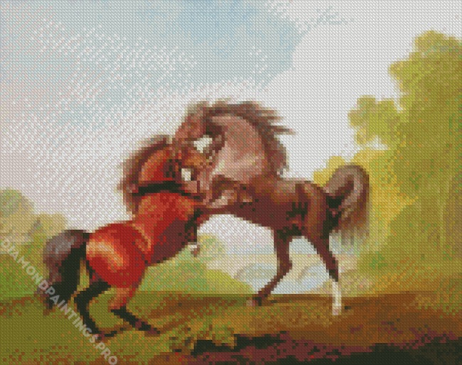 Fighting Horses Art Diamond Painting