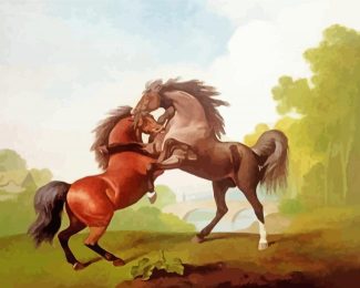 Fighting Horses Art Diamond Painting