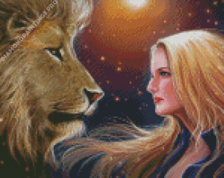 Lion And Girl Art Diamond Painting