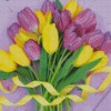 Purple Yellow Tulips Bouquet Diamond Painting