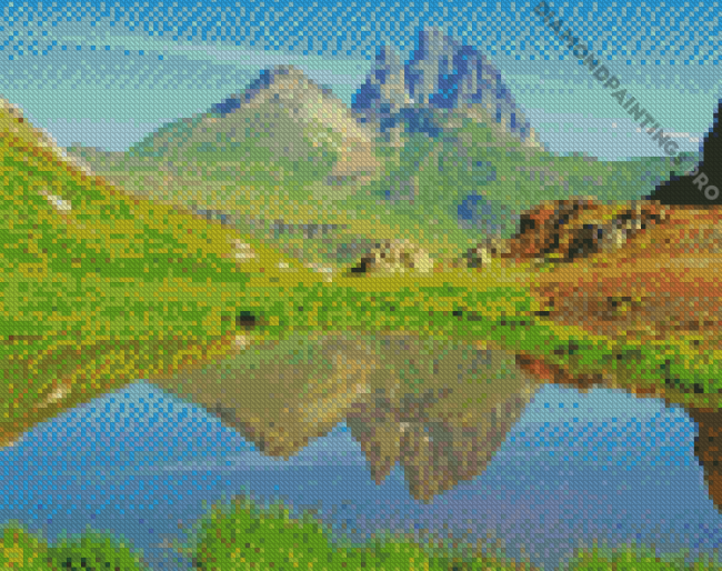 Pyrenees Mountains Reflection Diamond Painting