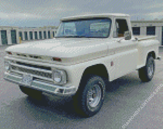 White 64 Chevy Stepside Truck Diamond Painting