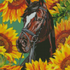 Aesthetic Horse With Sunflowers Diamond Painting