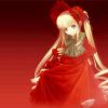 Cute Blonde Girl In Red Dress Diamond Painting