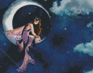 Lonely Fairy On The Moon Diamond Painting