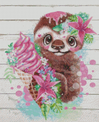 Pink Sloth Diamond Painting
