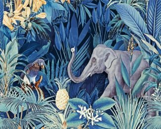 Tropical Elephant With Parrot Diamond Paintings