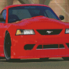 2000 Red Mustang Sport Car Diamond Painting