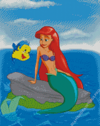 Ariel Mermaid And Flounder Fish Diamond Painting