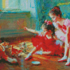 Ballerina Children With Cats Diamond Painting