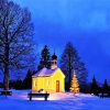 Church On Winter Night Diamond Painting