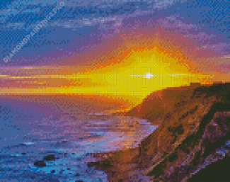 Cliffs Of Mohegan At Sunset Diamond Painting