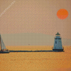 Lighthouse And Sunset Lake Champlain Vermont Diamond Painting