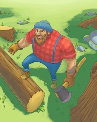 Lumberjack In Forest Diamond Painting