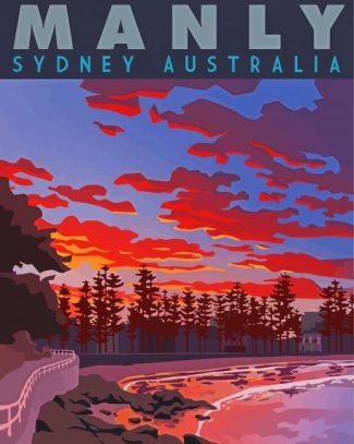 Manly Beach Sydney Australia Poster Diamond Painting