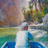 Old Man In Boat In Wadi Ash Shab Diamond Painting