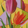 Orange Purple Tulips Art Diamond Painting