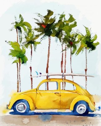 Palm Trees With Car Art Diamond Painting