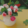 Pink And White Roses In Vase Diamond Painting