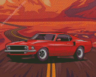 Red Mustang Gt Diamond Painting