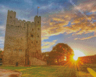 Rochester Castle At Sunset Diamond Painting