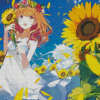 Sunflower Anime Girl Art Diamond Painting