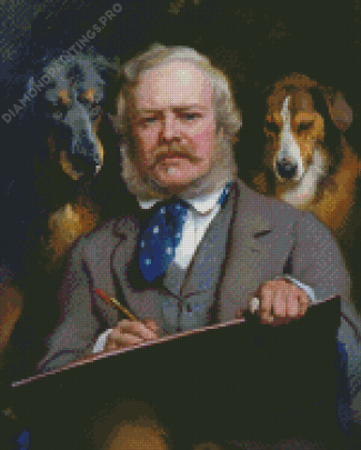 The Connoisseurs Portrait Of The Artist With Two Dogs Sir Edwin Landseer Diamond Painting