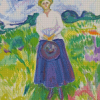 Woman In Meadow Art Diamond Painting