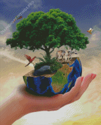 Yggdrasil World Tree On Hand Diamond Painting