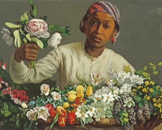 Young Woman With Peonies By Frederic Bazille Diamond Painting