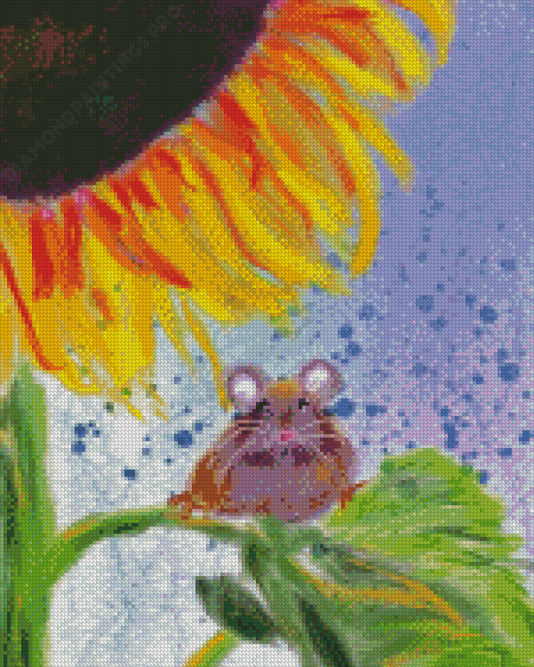 Aesthetic Sunflower With Mouse Diamond Painting
