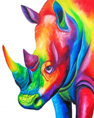 Colorful Rainbow Rhino Diamond Painting