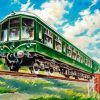 Green Diesel Train Diamond Painting