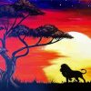 Lion Sunset Silhouette Art Diamond Painting