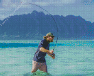 Man Fishing In Hawaii Diamond Painting