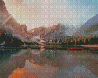 Mountain Misty Lake Diamond Painting