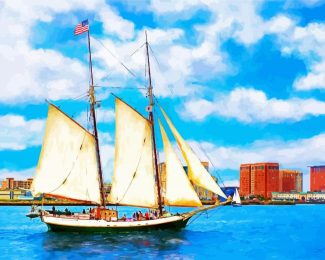 Navy American Tall Ships Art Diamond Painting
