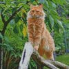 Orange Large Fluffy Cat Diamond Painting