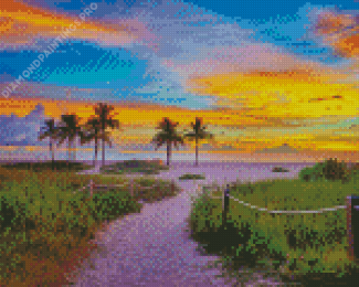Palm Beach Florida Sunset Landscape Diamond Painting